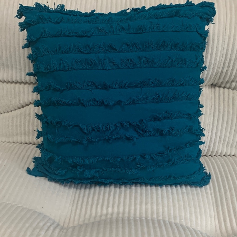 Elegant Teal Fringed Accent Pillow Covers